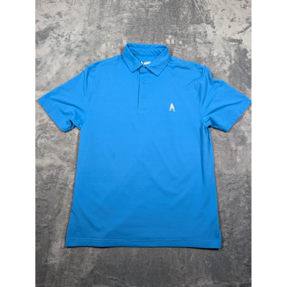 Royal & Awesome Polo Shirt Mens Large Blue Golf Performance Stretch Lightweight